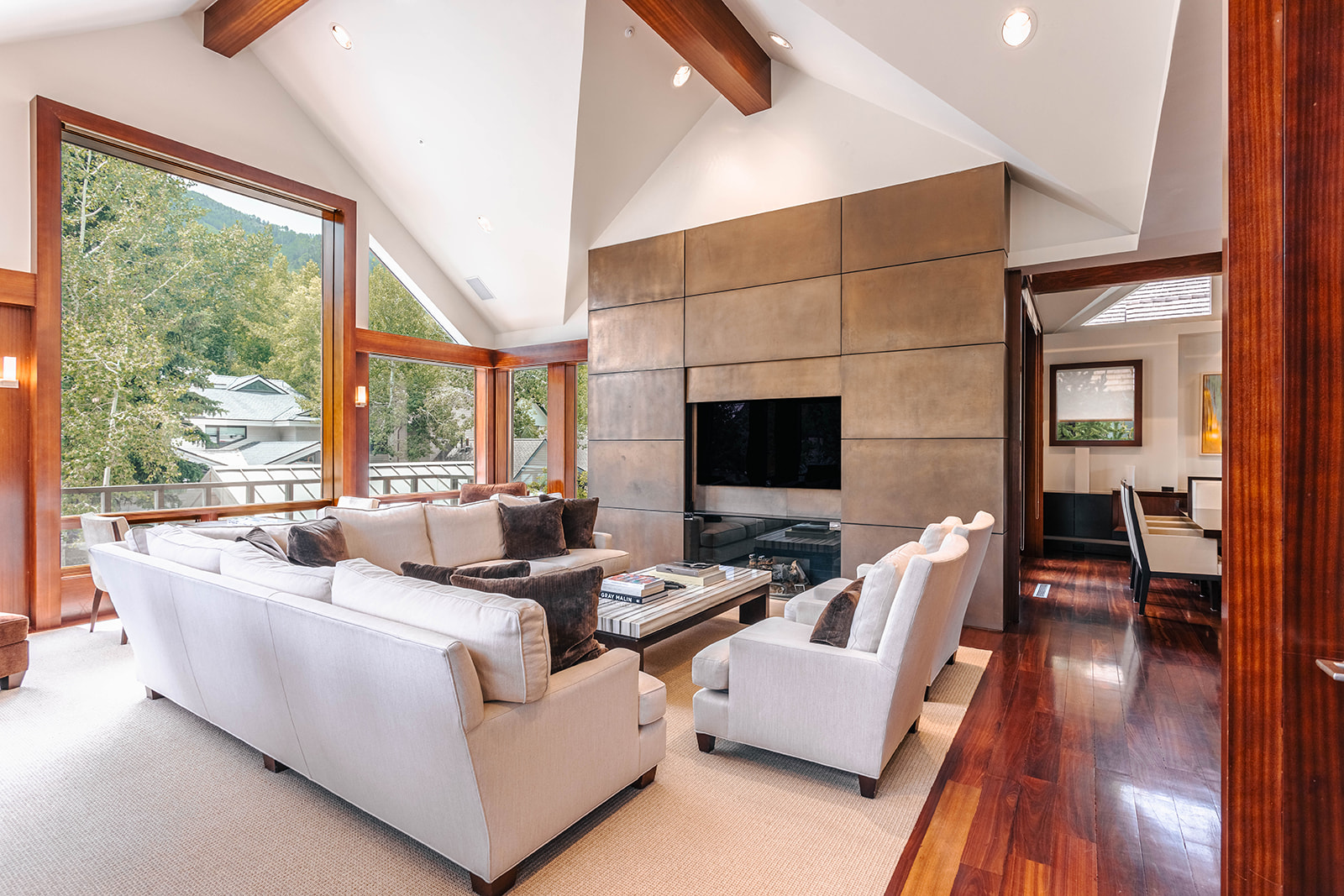 Hyman great room with mountain-facing windows
