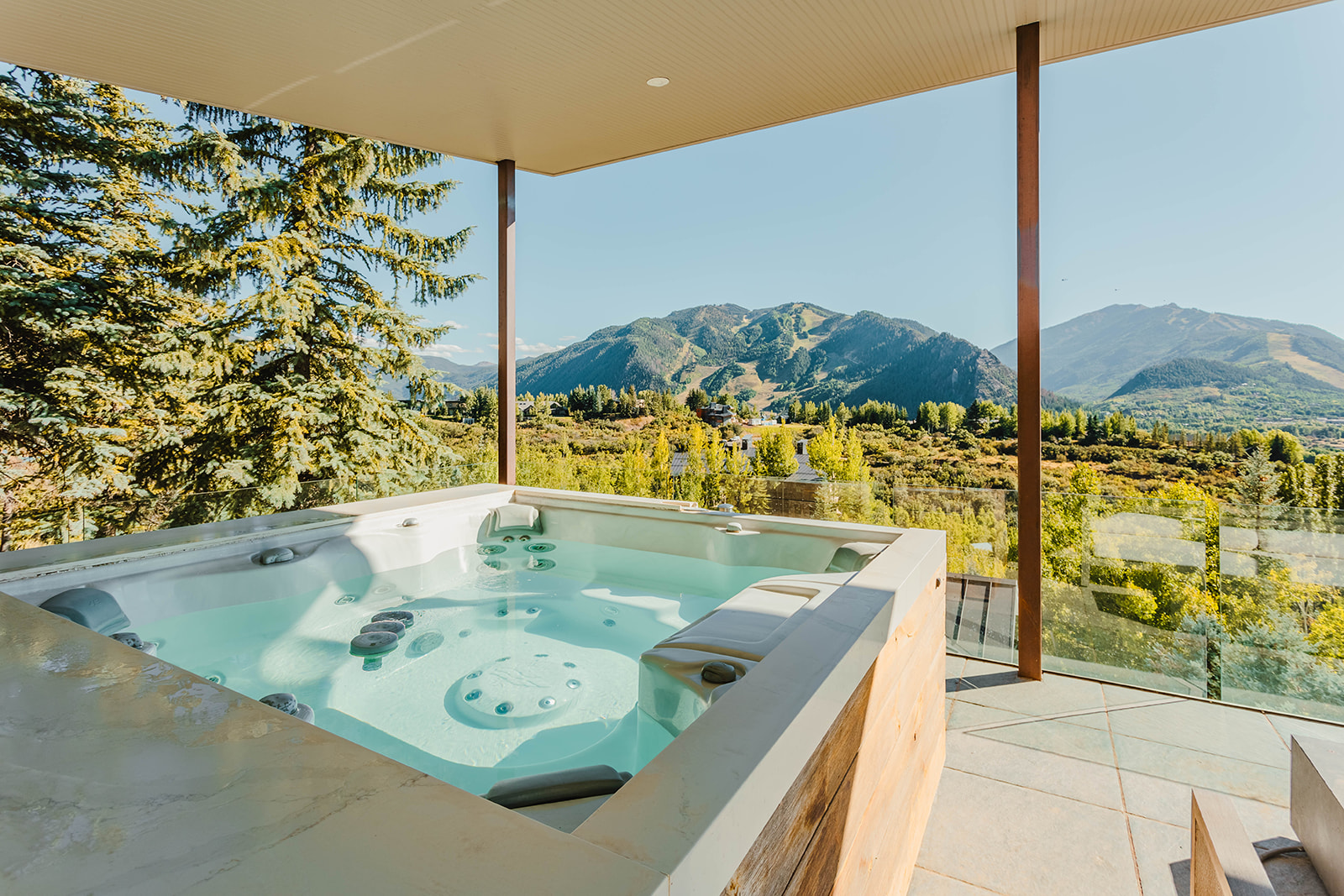 Outdoor terrace at an Aspen vacation rental